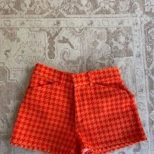 Zara Orange Houndstooth Women Shorts